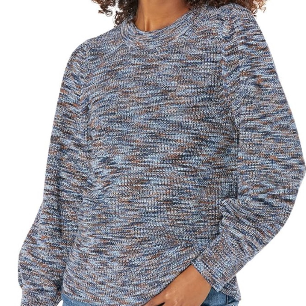 NIC+ZOE Femme Blue and Brown Knit Sweater